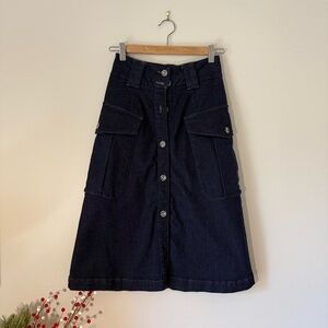 Denim Button-Front A-Line Skirt